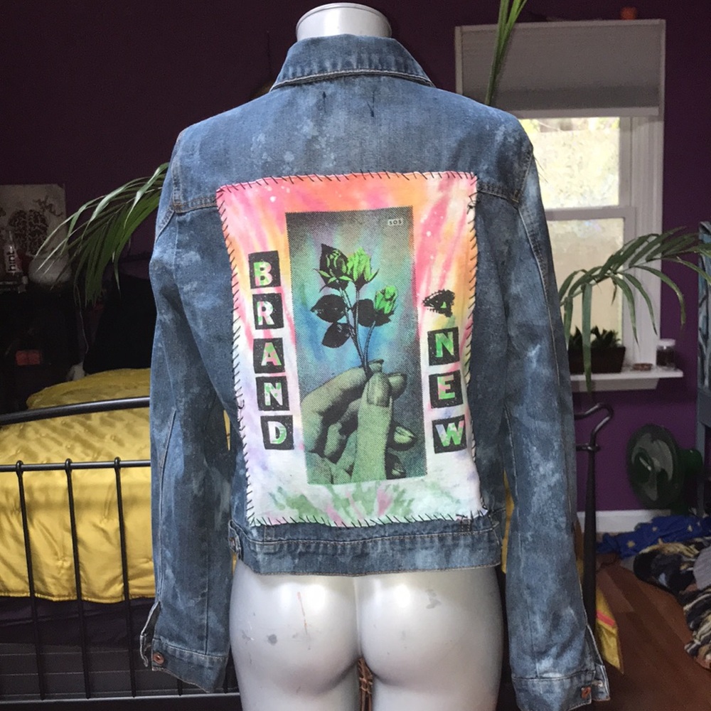 One of a kind Brand New band back patch denim jacket